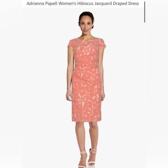 Adrianna Papell Dresses & Skirts - Lovely Adrianna Papell Women's Hibiscus Jacquard Draped Dress in Light Coral
NWT